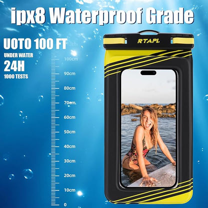 Floating Waterproof Phone Pouch 2 Pack - IPX8 Waterproof Phone Case with Lanyard, Universal Protector for iPhone 17/16/15/14/13 Pro Max Plus & Galaxy S25/S24, Blue