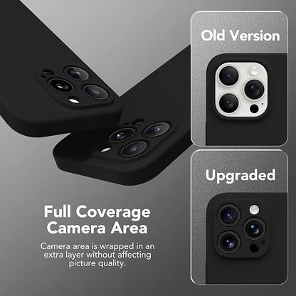 Magnetic for iPhone 15 Pro Max Case, Compatible with MagSafe, [Full Camera Protection][Screen Protector] Silicone Shockproof Protective Phone Case for iPhone 15 Pro Max 6.7", Black