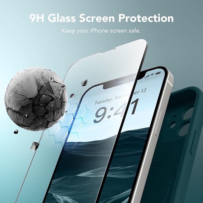 Magnetic for iPhone 12 Case, Compatible with MagSafe, [Full Camera Protection][Screen Protector] Silicone Shockproof Protective Phone Case for iPhone 12 6.1", Deep Blue