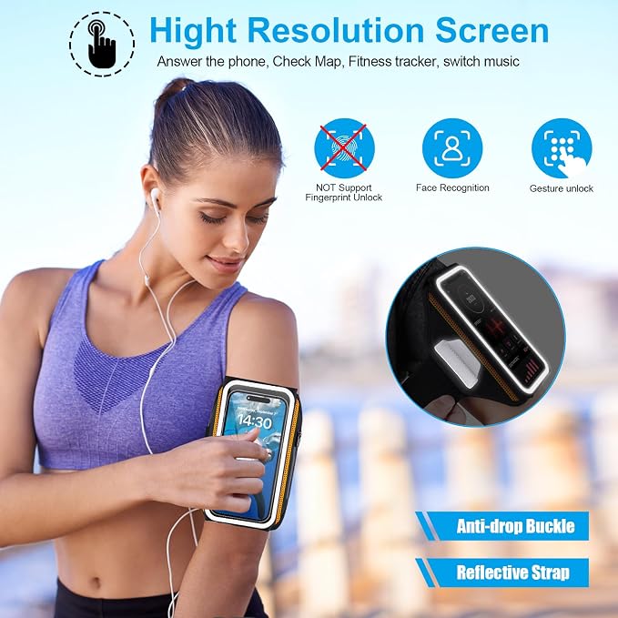 Running Phone Armband with Earphone Holder - 3D Design Cell Phones Armband for iPhone 17/16/15/13 Pro/Plus & S24/S20, Water Resistant Sports Holder with Key Slot - Ideal for 6.9" Phones
