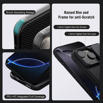 Nillkin for iPhone 16 Pro Max Case with Slide Camera Cover, [Full Camera Protection][Anti-Scratch] Military-Grade Protection, Anti-Fingerprint, Slim Phone Case for iPhone 16 Pro Max 6.9'' Black