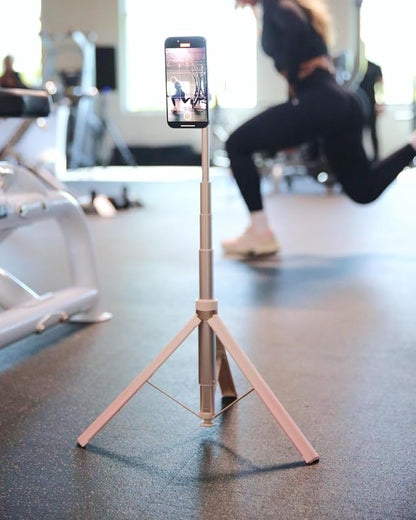 KraftGeek Magnetic Phone Tripod for iPhone MagSafe – 66'' Auto-Open Selfie Stick with Remote, Cell Phone Tripod Stand for Video Recording, Vlogging & TikTok (Ombré Peach)