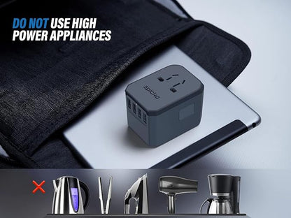 EPICKA Universal Travel Adapter, European Travel Plug Adapter - International Power Adapter Worldwide Charger with USB-C & 4 USB-A Ports, Travel Essentials for Italy, UK, Japan (TA-105, Space Grey)