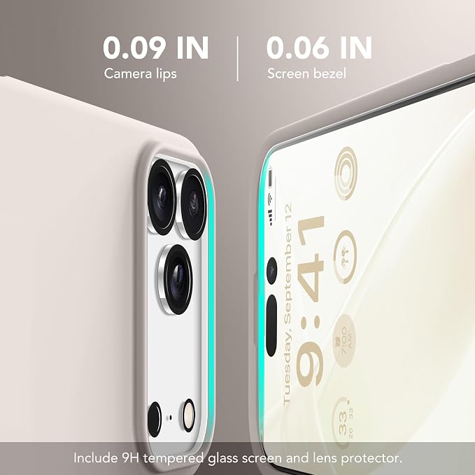 GONEZ Magnetic for iPhone 17 Pro Max Case, Compatible with MagSafe, [Screen Protector + Camera Lens Protector], Liquid Silicone Anti-Scratch Shockproof Protective Phone Case 6.9 inch, Stone