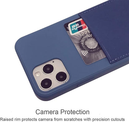 Ultra Slim Liquid Silicon Gel Case Compatible with iPhone 12,for iPhone 12 Pro 6.1 inch 2020 with Card Holder Sleeves Slot Anti-Scratch Shockproof Wallet Cover with Screen Protector(Blue)