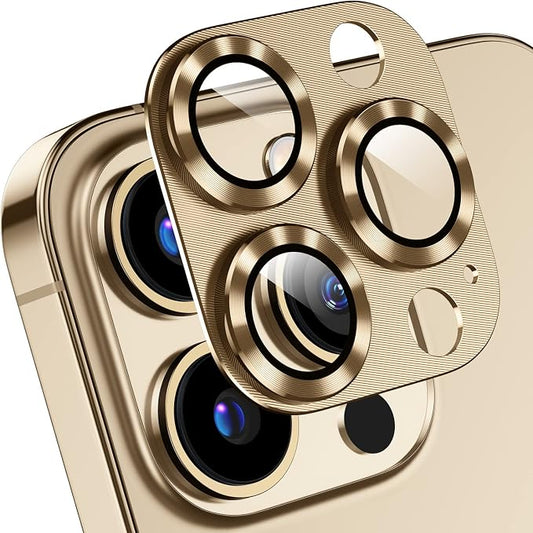 Korecase 2 Pack Camera Protector Compatible with iPhone 13 Pro Max/iPhone 13 Pro Whole Piece 9H Tempered Glass Anti Scratch Dust Strong Adhesion full coverage Protective Gold
