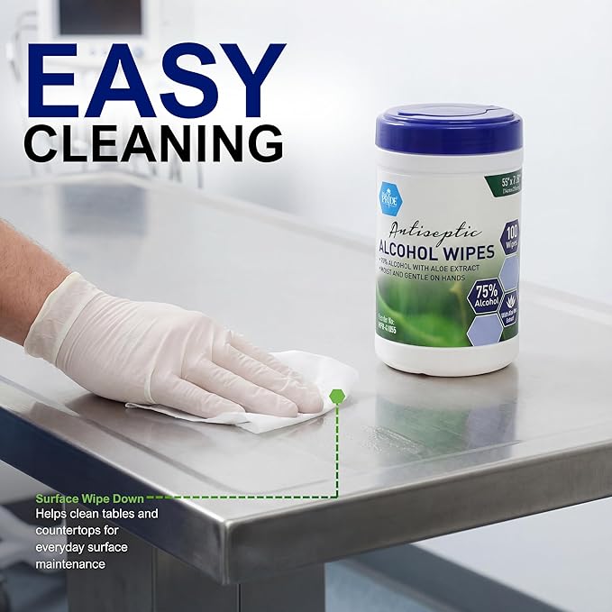 MED PRIDE Alcohol Based Disinfectant Wipes, 100 Pack, with Aloe Vera, Wipes with Alcohol for Cleaning, 5.5in X 7.8in