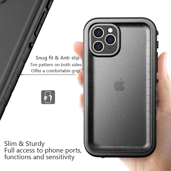 Cozycase Waterproof Case for iPhone 11 Pro Max Underwater Shockproof Full-Body Rugged Bumper Sealed Case with Built-in Screen Protector for iPhone 11 Pro Max 6.5 inch-Black