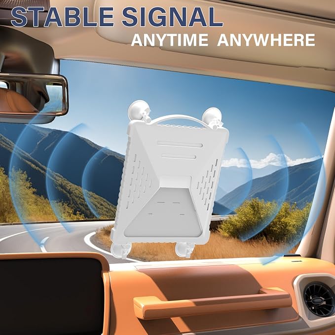 ACOVE Suction Car Cup Mount for Starlink-Mini,2-in-1 Satellite Dish Mounts Protective Silicone Case & Strong Suction Cup Stable Satellite Signal with Hook & Handle for Car Window/RVs/Road Trips,White