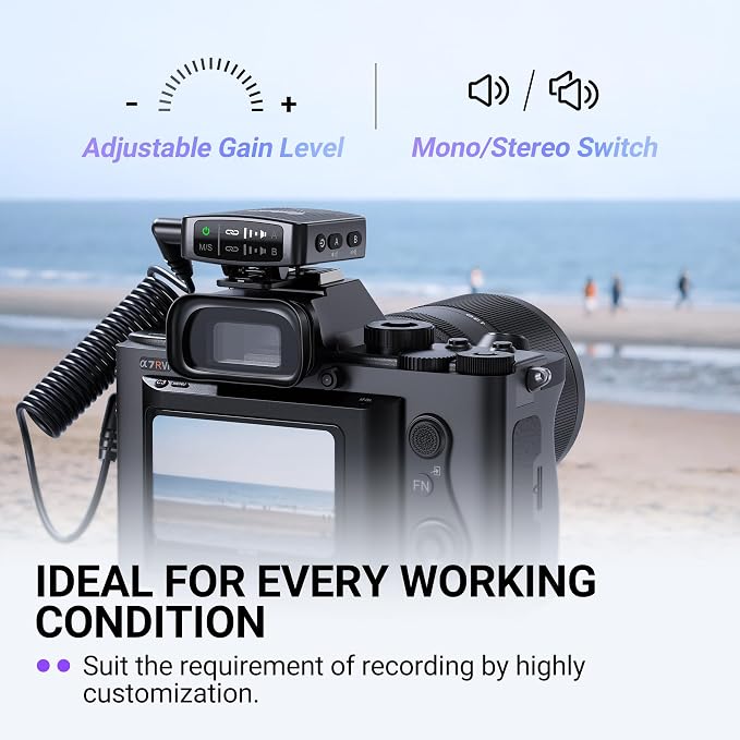 FIFINE Wireless Lavalier Microphone for iPhone/Android/Camera, 2 Pack Cordless Lapel Mic System for Vlog Recording Video YouTube/TikTok Interview, Condenser Clip-On Microphone with Charging Case-M9