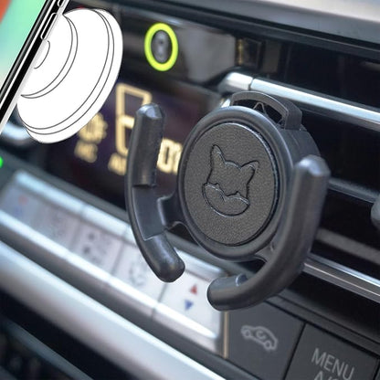 Car Vent Mount Holder 2 Pack - Compatible with Popsocket - Black Leather Car Mount Made for Pop Socket Grips Collapsible Phone Holder for PopMount - with Clip for Horizontal Air Vent ONLY