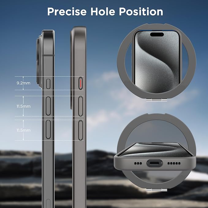 CACOE Magnetic Case for iPhone 15 Pro 6.1 inch with 360° Rotatable Ring Stand,Compatible with MagSafe Car Phone Mount,Cover Phone Holder for Desk Meeting