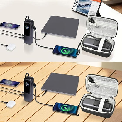 GWCASE Power Bank Travel Case, Custom Fit for Anker 25000mAh Portable Charger A1695 / Zolo 165W, Shockproof Hard Shell Storage Box with Inner Tray & Carry Strap (Black)