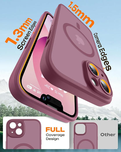 TOCOL for Phone 13 Case, Compatible with Magsafe Charger, Full Camera Protection, Drop Protection, Translucent Matte Phone Case for iPhone 13 6.1 inch (Plum)