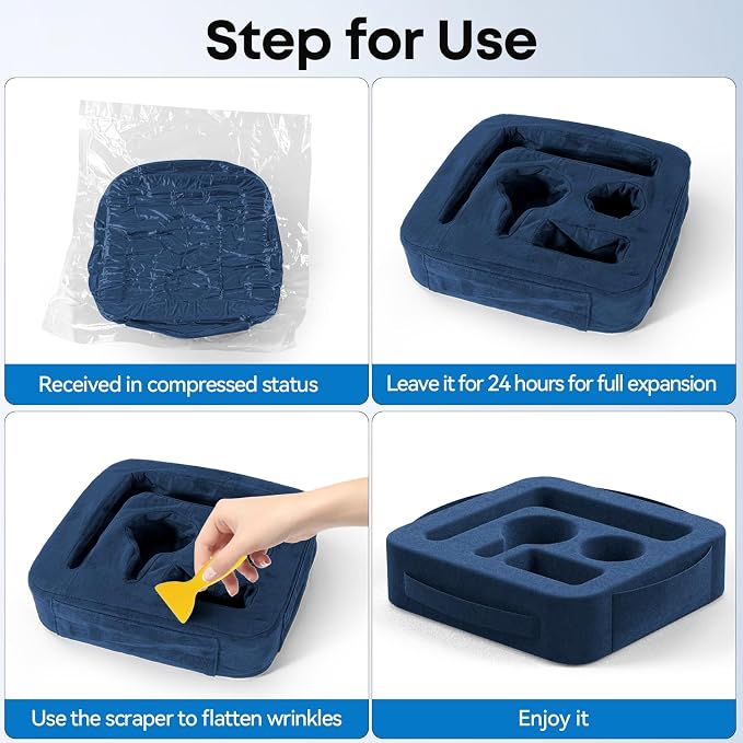 Couch Cup Holder Pillow, Sofa and Bed Caddy for iPad, Kindle, Switch, Game Controller, Remotes, Phones, Small-Sized Cup and Drink Holder for Couch, Bed, Desk, Car, Beach, Bathroom Cup Holder, Blue