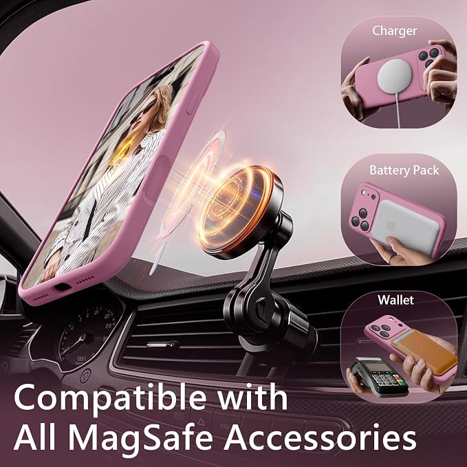 FireNova Magnetic for iPhone 17 Pro Case, Compatible with MagSafe, [Integrated Silicone Camera Control Button] [Camera Protection] Anti-Scratch Microfiber Lining Phone Case, 6.3", Lilac Purple
