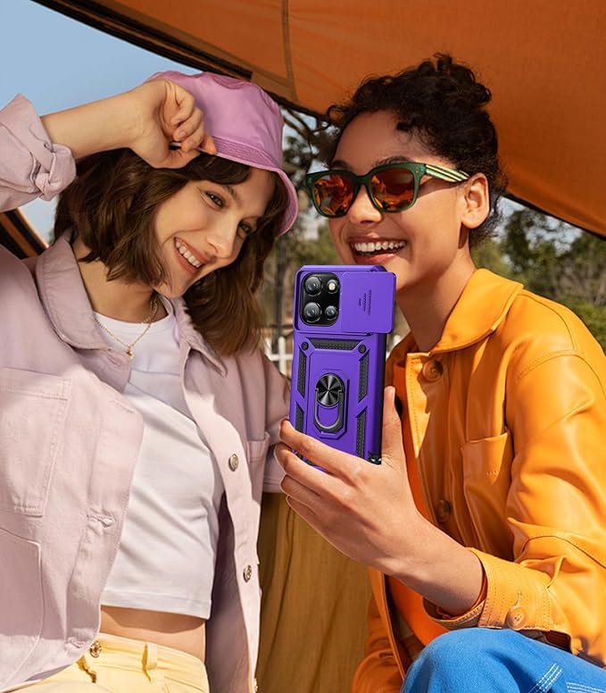 Taisairu for Motorola Moto G 2025/G 2026/G Play 2026 Case with Screen Protector & Slide Camera Lens Cover, Built-in Ring Stand Case for Moto G 2026/G 2025/G Play 2026 (Purple)