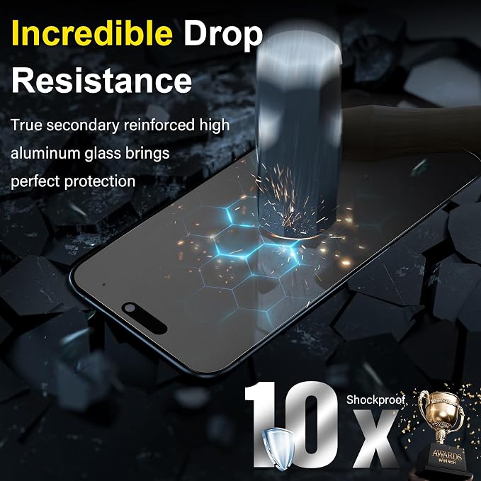YWXTW 2 Pack Matte Screen Protector for iPhone 15 Pro 6.3 Inch + 1 Set Camera Lens Protector, Anti Glare Anti Fingerprint 15 Pro Glass Screen Protector, Bubble Free, Smooth as Silk