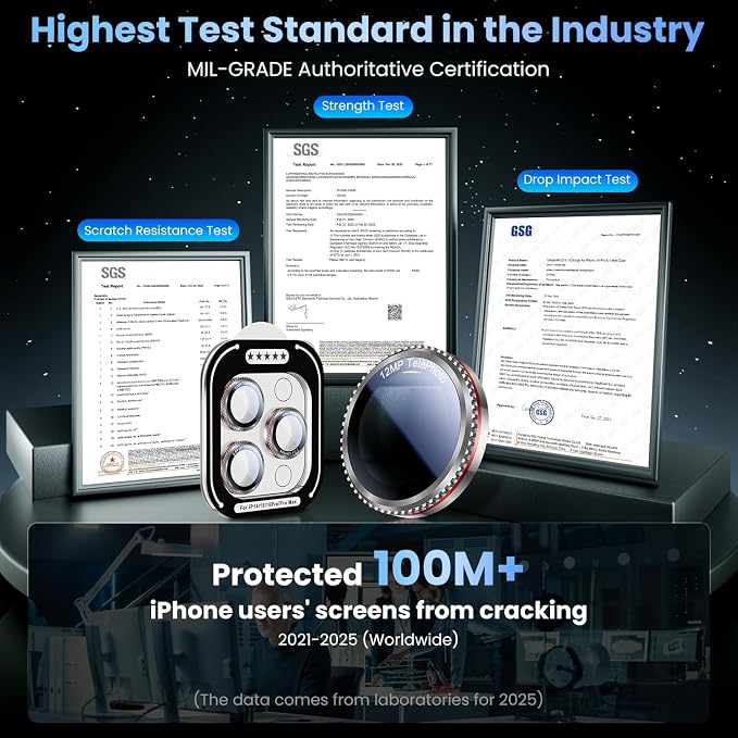 Uyiton for iPhone 17/16/15/14 (Pro Max & Pro) Camera Lens Protector - [Case-Friendly][Ultra-Thin] Military-Grade Tempered Glass Metal Camera Cover, Easy to Install, Gearwheel Silver+Red