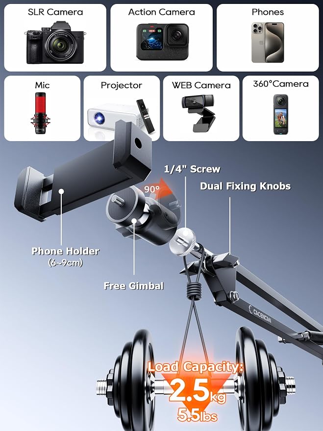 12'' Selfie Ring Light with Clamp Stand for Video Recording, Live Streaming(YouTube, Instagram, TIK Tok), Compatible with Phones, Cameras and Webcams