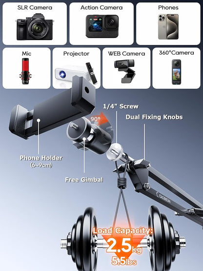 12'' Selfie Ring Light with Clamp Stand for Video Recording, Live Streaming(YouTube, Instagram, TIK Tok), Compatible with Phones, Cameras and Webcams