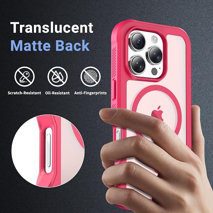 jaroco Magnetic for iPhone 16 Pro Case, [Compatible with MagSafe][Military Grade Drop Protection][Heavy Duty Protection][Non-Slip][Shockproof] 2-Layer Durable Bumper Phone Case 6.3''-Rose