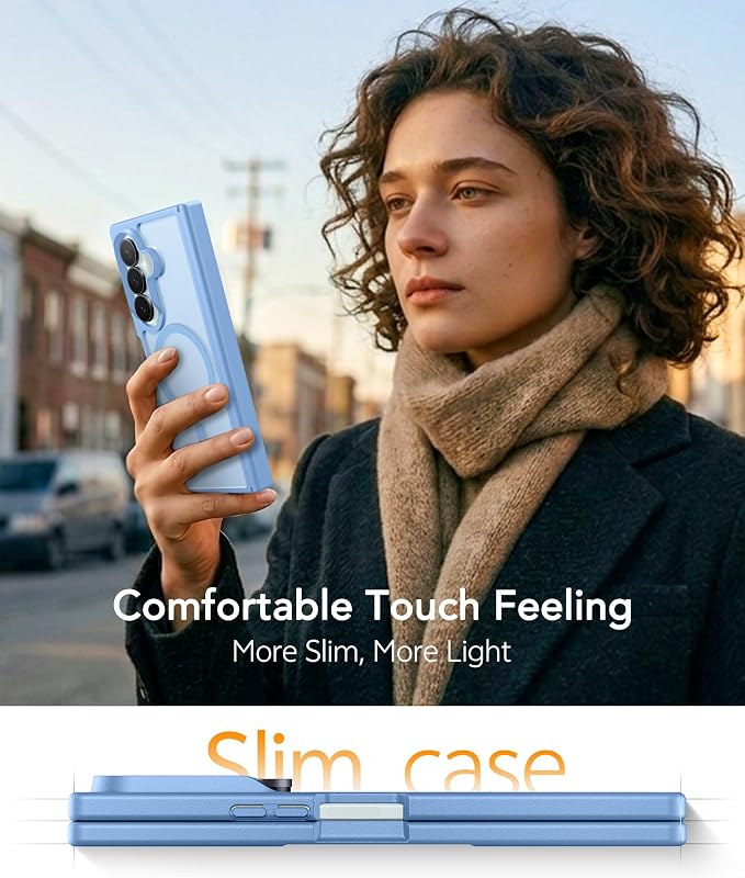 FNTCASE for Samsung Galaxy Z Fold 8 Ultra / Z Fold 7 Case, Fit for Magsafe | Hinge Protection, Screen Protector, Translucent Matte, 14FT Military Grade Drop Proof, Protective Phone Cover, Light Blue