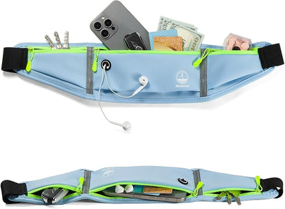 Slim Running Belt Fanny Packs for Men Women, Blue Running Fanny Pack Waist Pack Phone Holder for Running Hiking Workout