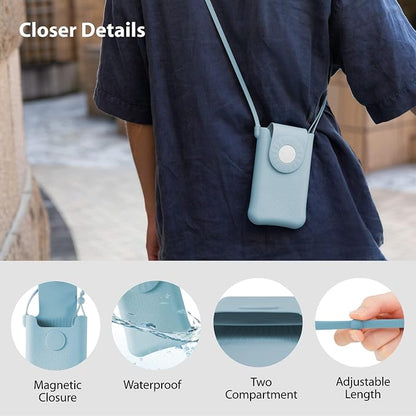 Bone Crossbody Phone Bubble Bag 1, Cell Phone Purse with Shock-Absorbing Design & Magnetic Closure, Adjustable Silicone Shoulder Lanyard Strap (Morandi Blue)