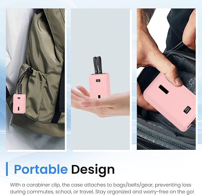 for Anker Zolo Power Bank 2025 Case,Silicone Protective Cover for Anker (20,000mAh 45W/30W) A1689/A1681,Shockproof Bumper with Charge-Through Design,Portable Travel Case,Pink