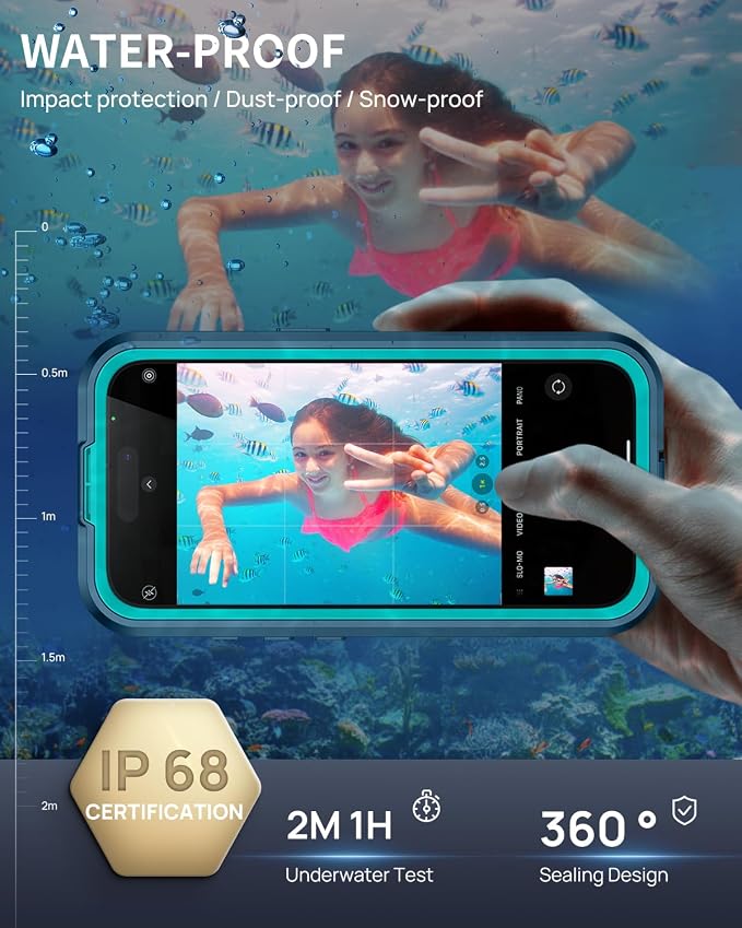 Lanhiem Magnetic for iPhone 17 Case, IP68 Waterproof, Dustproof, Compatible with Magsafe, Built-in Screen Protector, Full Body, Heavy Duty, Rugged Phone Cover, 6.3 inch, Blue