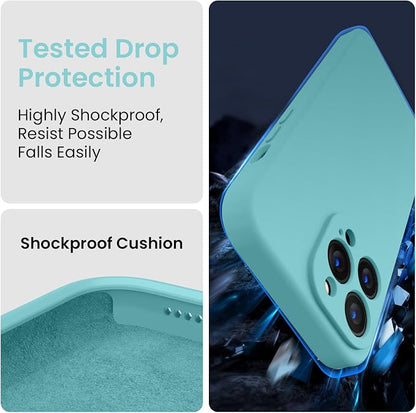FireNova Designed for iPhone 14 Pro Max Case, Silicone Upgraded [Camera Protection] Case, Soft Anti-Scratch Microfiber Lining Inside, 6.7 inch, Sea Blue