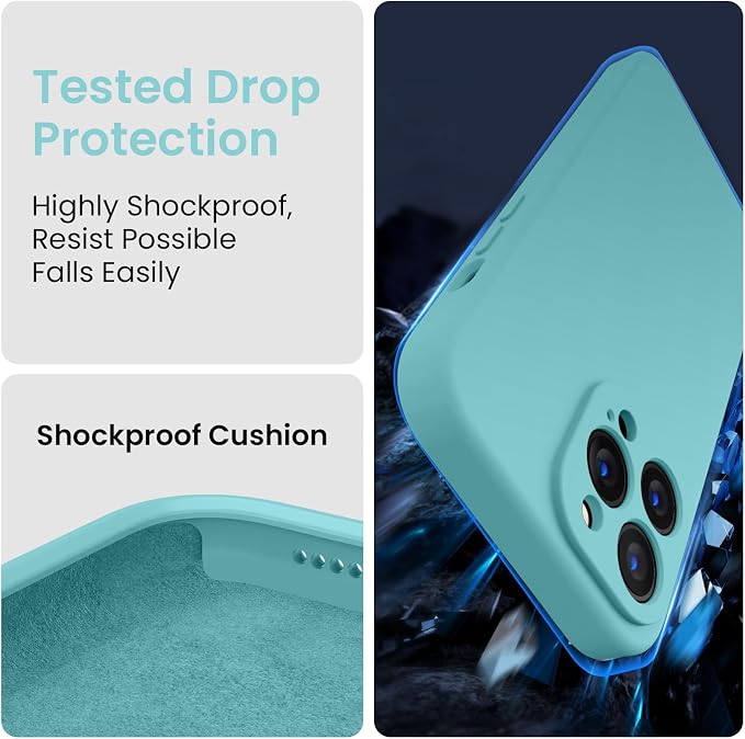 FireNova Designed for iPhone 14 Pro Case, Silicone Upgraded [Camera Protection] Phone Case, Soft Anti-Scratch Microfiber Lining Inside, 6.1 inch, Sea Blue