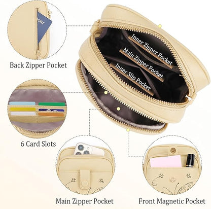 KITEVIUN Crossbody Bags for Women Leather Crossbody Purse Small Shoulder Phone Purse with Adjustable Strap & RFID Card Slots