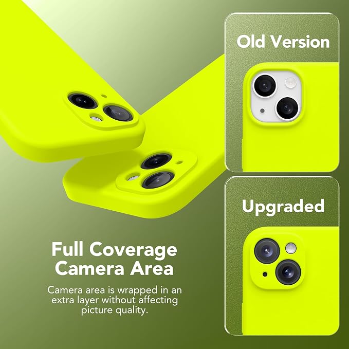 Magnetic for iPhone 15 Case, Compatible with MagSafe, [Screen Protector + Full Camera Protection], Silicone Shockproof Anti-Scratch Protective Phone Case for iPhone 15, Fluorescent Green