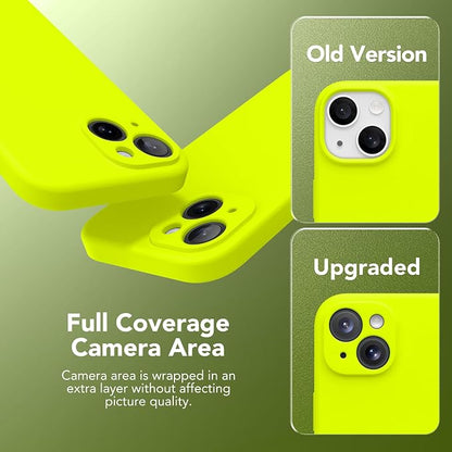 Magnetic for iPhone 15 Case, Compatible with MagSafe, [Screen Protector + Full Camera Protection], Silicone Shockproof Anti-Scratch Protective Phone Case for iPhone 15, Fluorescent Green