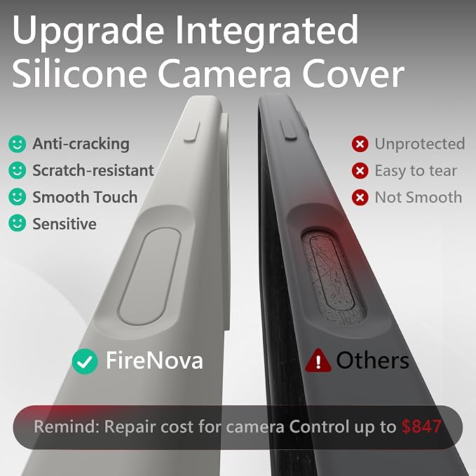 FireNova Magnetic for iPhone 17 Pro Max Case, Compatible with MagSafe, [Integrated Silicone Camera Control Button] [Camera Protection] Anti-Scratch Microfiber Lining Phone Case, 6.9", Natural Titanium