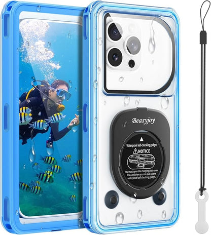 Beasyjoy Waterproof Phone Case, Underwater Phone Case for Snorkeling, Universal IPX8 Diving Pouch with Lanyard for iPhone Samsung Google Moto Series-NOT Fit Snugly Touchscreen Operated Only-Dark Blue