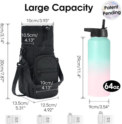 sportsnew Water Bottle Holder with Strap 32oz 40oz Insulated Water Bottle Carrier Sling Bag with Phone Pocket Crossbody
