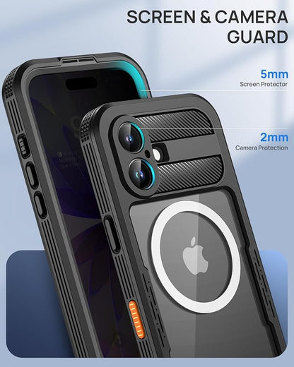 Lanhiem Magnetic for iPhone 17 Case, Built-in Privacy Screen Protector, IP68 Waterproof Dustproof Case, Compatible with MagSafe, Anti-Spy Full Body Phone Case for iPhone 17 6.3", Black