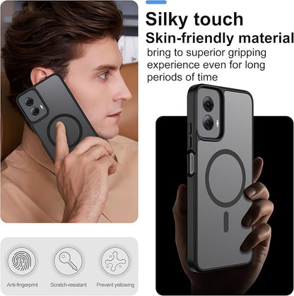 for Motorola Moto G Power 2024 Case Magnetic,Translucent Matte Compatible with Magsafe [Military-Grade Protection] with Screen Protector Shockproof Protective Case for Moto G Power 2024-Black