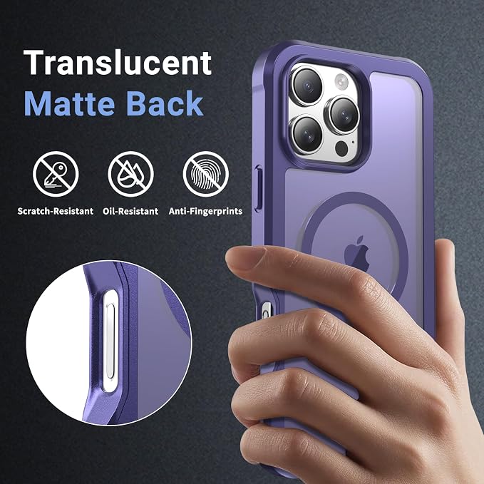 jaroco Magnetic for iPhone 16 Pro Max Case, [Compatible with MagSafe][Military Grade Drop Protection][Heavy Duty Protection][Non-Slip][Shockproof] 2-Layer Durable Bumper Phone Case 6.9''-Dark Purple
