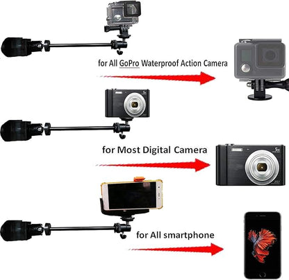 3in1 Universal Heavy Duty Car Headrest Mount Holder w/Clamp/Adjustable Robust Magic Arm and 360° Rotation for DSLR Camcorder/Action Camera/Smartphone etc