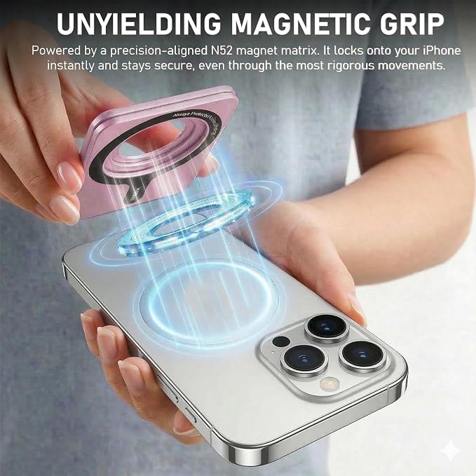 Magnetic Tripod for iPhone, Aluminium Phone Tripod Stand Compatible with Magsafe iPhone 17/16/15/14/13/12 Series, Foldable Strong Magnetic Phone Stand & Travel Essentials Accessories
