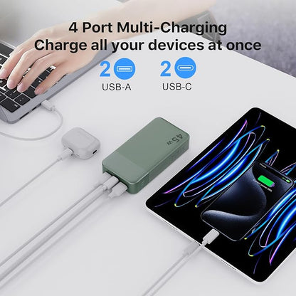 NOBIS 45W 20000mAh Portable Charger Power Bank Fast Charging | Battery Pack with 2 USB-C (in/Out) & 2 USB-A, Digital Display & Small Current Mode, Battery Bank for Phone 17 S25 Tablet