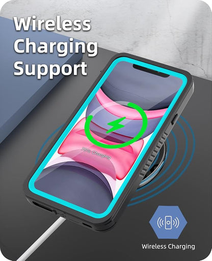 WIFORT for iPhone 11 Waterproof Case - [Certified Water Proof & Military Protection] with [Built-in Screen Protector], Full Body Shockproof Phone Case Cover for iPhone 11 6.1" - Teal