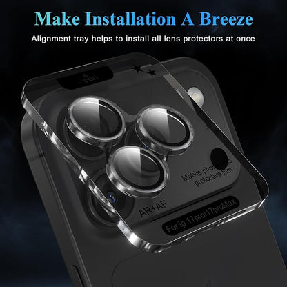 YWXTW Camera Lens Protector for iPhone 17 Pro/iPhone 17 Pro Max, [1 Step Installation Tray] Tempered Glass Screen Protector Metal Individual Camera Cover Accessories Case Friendly (Transparent)
