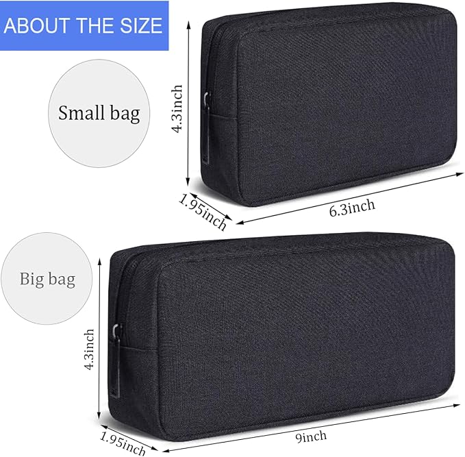 CAAORDKSO Travel Cable Organizer Pouch Electronic Accessories Carry Case Water Resistant Accessories Organizer Pouch Bag for Cable, Cord, Charger, Phone, Power Bank, Earphone (Big-Black)