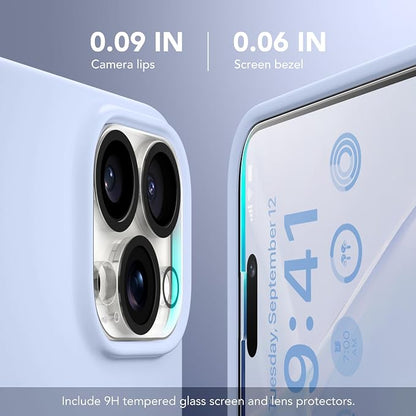 GONEZ Magnetic for iPhone 15 Pro Case, Compatible with MagSafe, [Screen Protector + Camera Lens Protector], Silicone Shockproof Anti-Scratch Protective Phone Case 6.1 inch, Baby Blue