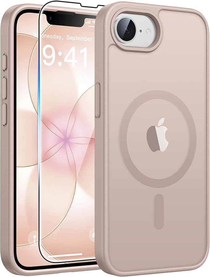 FNTCASE for iPhone 17e Case: iPhone 16e Phone Case [Compatible with Magsafe] Translucent Matte Cases with [Screen Protector] Military Grade Shockproof Protective Phone Cover - Desert Gold